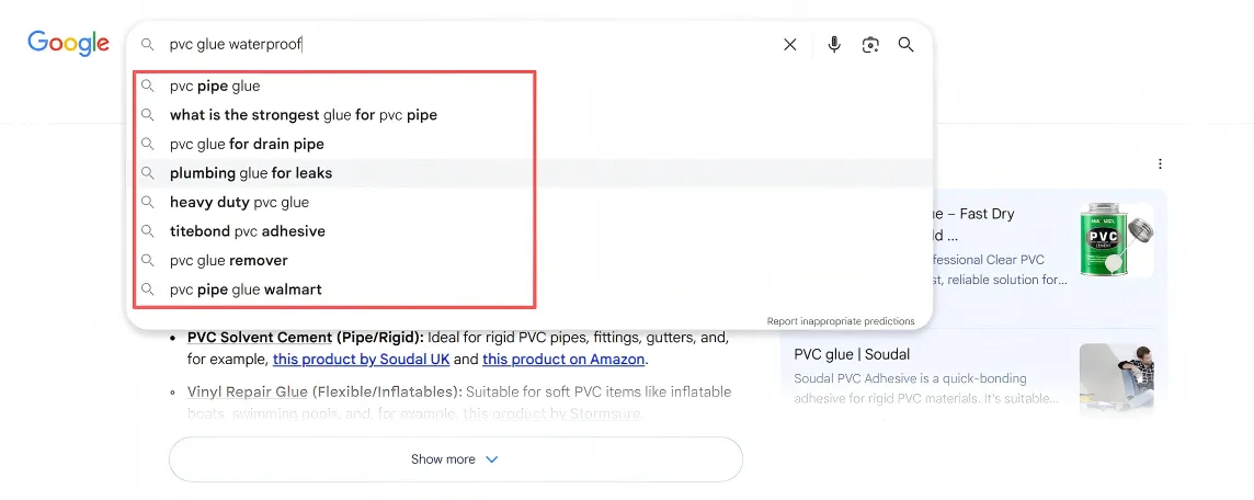 Google关键词下拉词