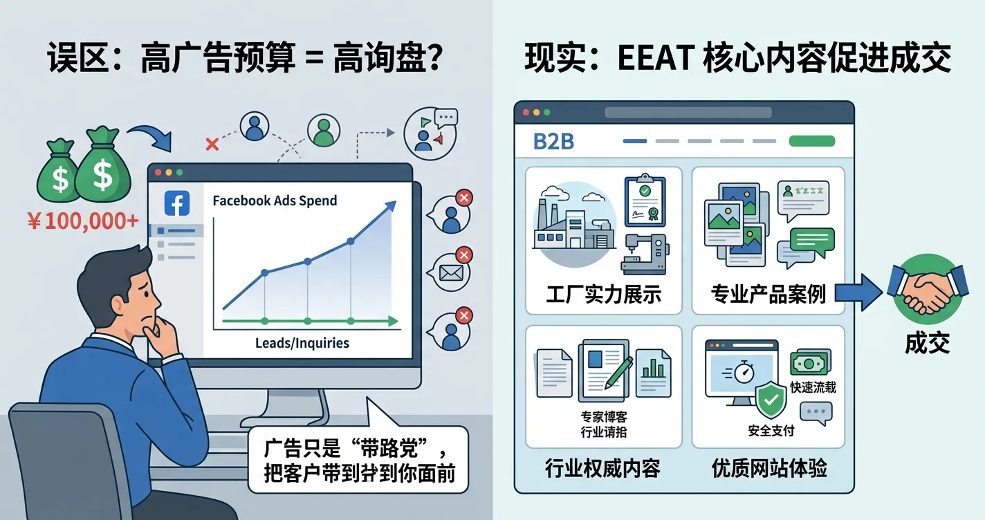 1784099944495603.webp 图4:做Facebook并不是广告越高询盘越多.webp