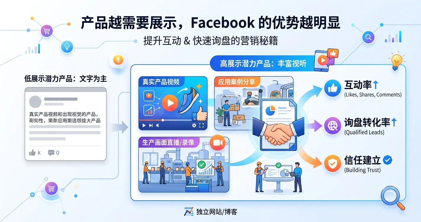 1784100887681579.webp 图3:产品越需要展示,Facebook 的优势越明显.webp